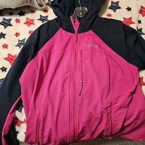 Columbia Fuchsia and Navy Rain Jacket